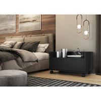 Kit Com 2 Mesas De Cabeceira 80Cm Com Rodízios Multimóveis V4007 Preta Preto - 2