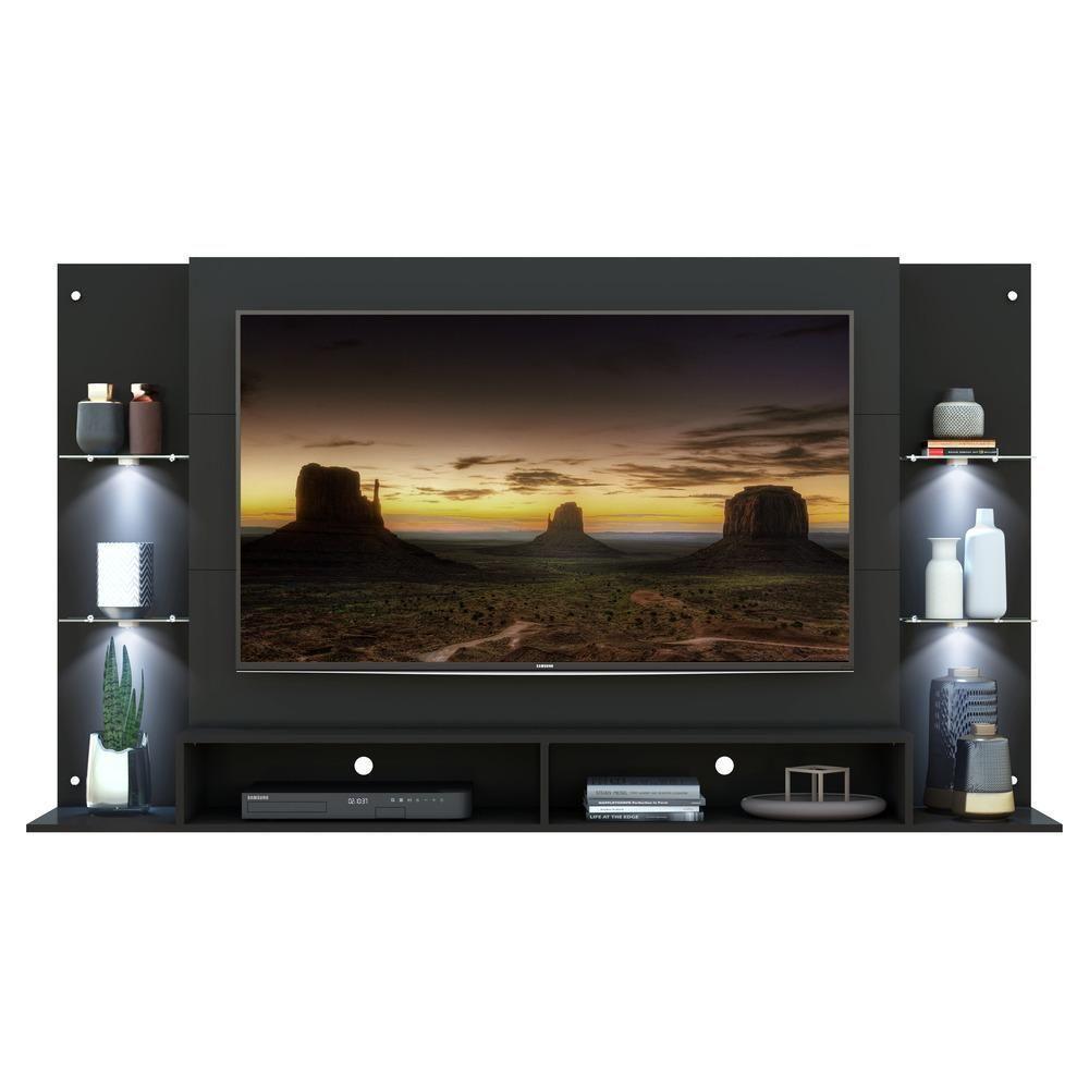 Painel Com Suporte Tv 60" E 4 Leds Vegas Multimóveis V3678 Preto Preto - 4