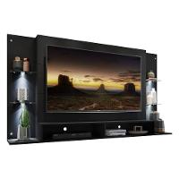 Painel Com Suporte Tv 60" E 4 Leds Vegas Multimóveis V3678 Preto Preto - 1