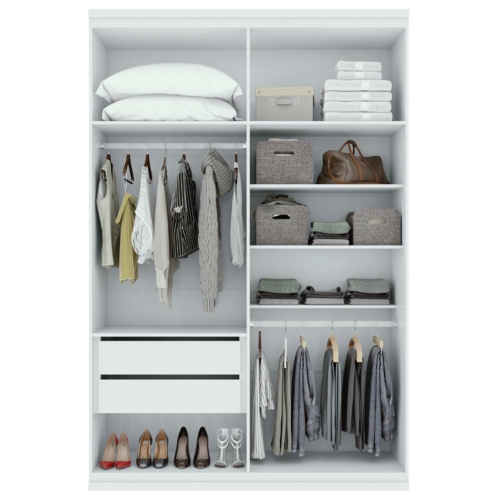 Guarda-roupa Solteiro Alonzo 4 Portas 2 Gavetas Com Espelho Branco Lopas - 3