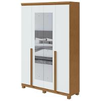 Guarda-roupa Solteiro Alonzo 4 Portas 2 Gavetas Com Espelho Amêndoa Clean/branco Lopas - 2