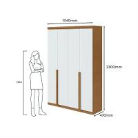 Guarda-roupa Solteiro Alonzo 4 Portas 2 Gavetas Com Espelho Amêndoa Clean/branco Lopas - 6