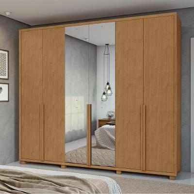 Guarda-roupa Casal Unique 6 Portas 5 Gavetas Com Espelho Amêndoa Clean Lopas