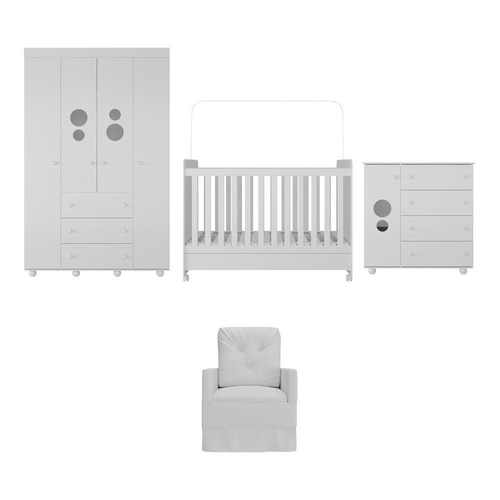 Quarto Completo Com Colchão E Poltrona De Amamentação Pimpolho Mp4097 Branco Branco - 2
