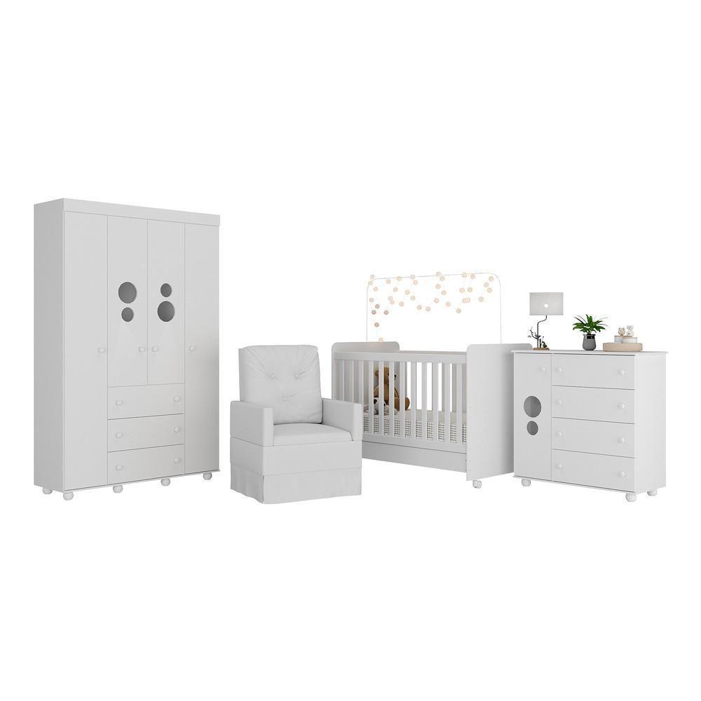 Quarto Completo Com Colchão E Poltrona De Amamentação Pimpolho Mp4097 Branco Branco - 6