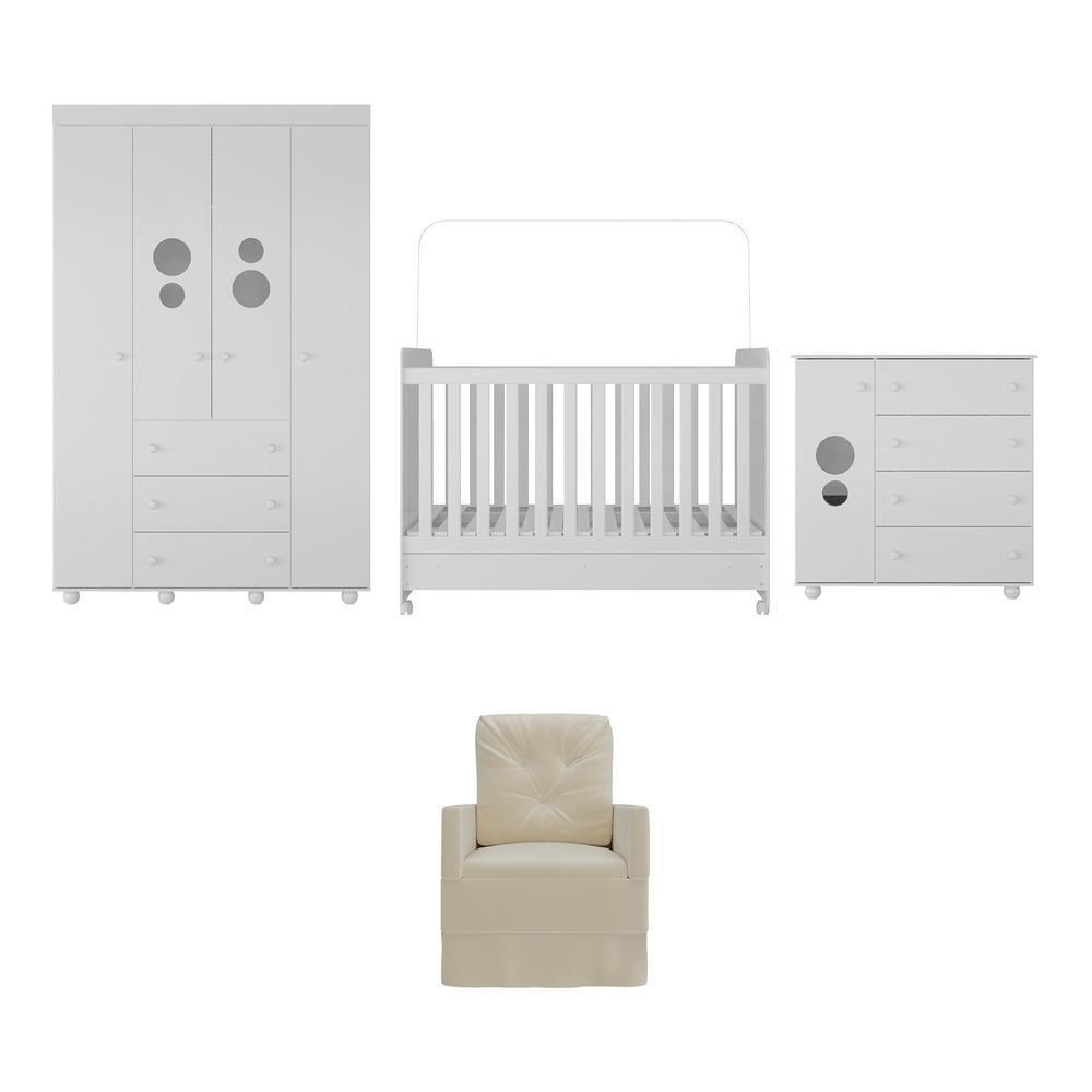 Quarto Completo Com Colchão E Poltrona De Amamentação Pimpolho Mp4091 Branco/Bege Branco/Bege - 2