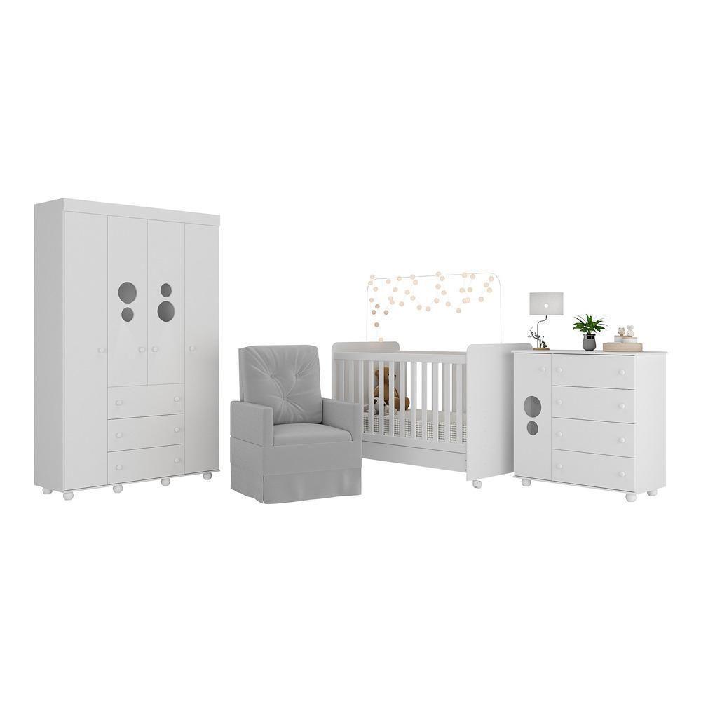 Quarto Completo Com Colchão E Poltrona De Amamentação Pimpolho Mp4091 Branco/Cinza Branco/Cinza - 6
