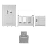 Quarto Completo Com Colchão E Poltrona De Amamentação Pimpolho Mp4091 Branco/Cinza Branco/Cinza - 2