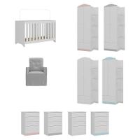 Quarto Completo Com Colchão E Poltrona De Amamentação João E Maria Mp4092 Branco/Cinza Branco/Cinza - 2