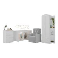 Quarto Completo Com Colchão E Poltrona De Amamentação João E Maria Mp4092 Branco/Cinza Branco/Cinza - 6