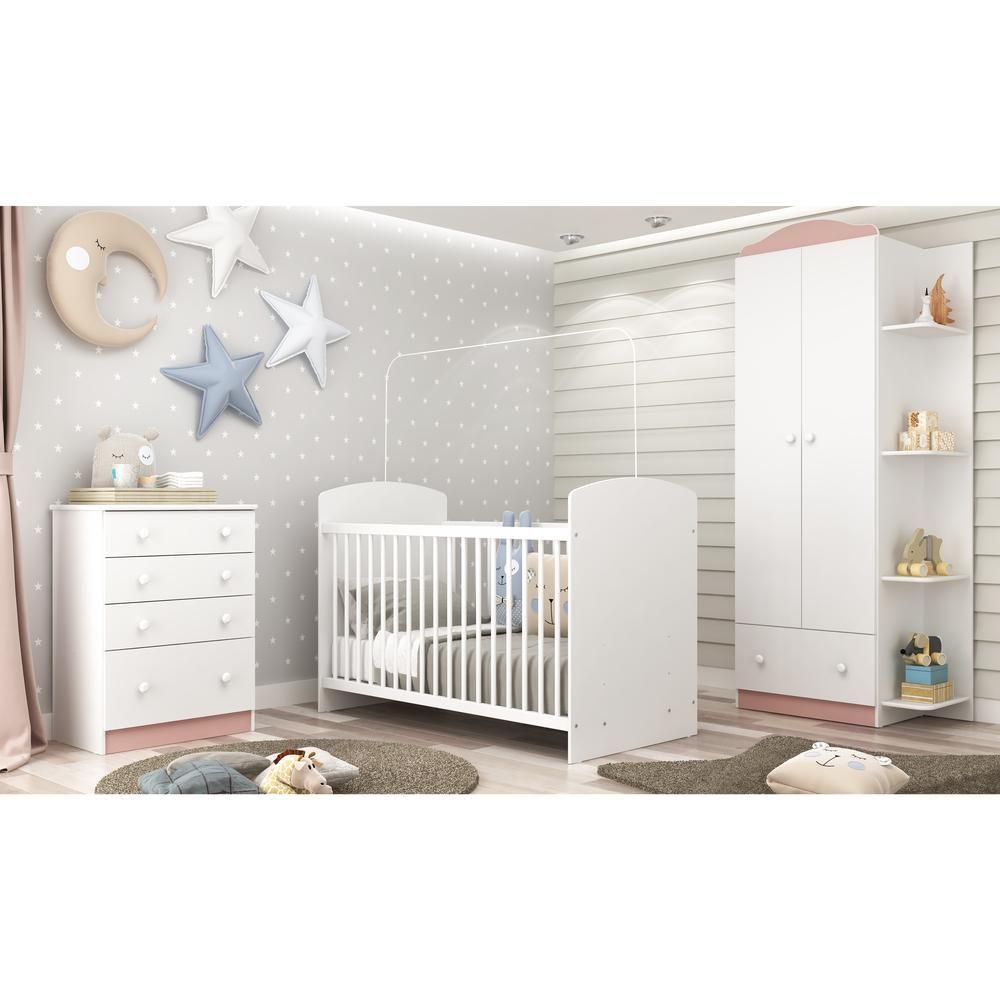 Quarto Completo Com Guarda roupa Cômoda E Berço Multimoveis - 1