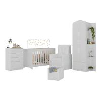 Quarto Completo Com Colchão, Poltrona Amamentação/Puff João E Maria Mp4110 Branco Branco - 5