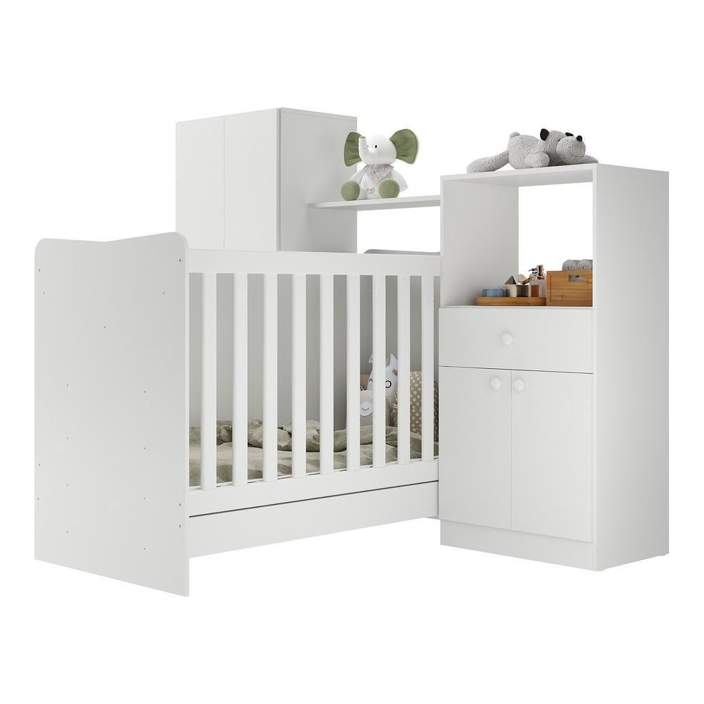 Quarto Infantil Com Berço 4 Em 1 Branco - 5