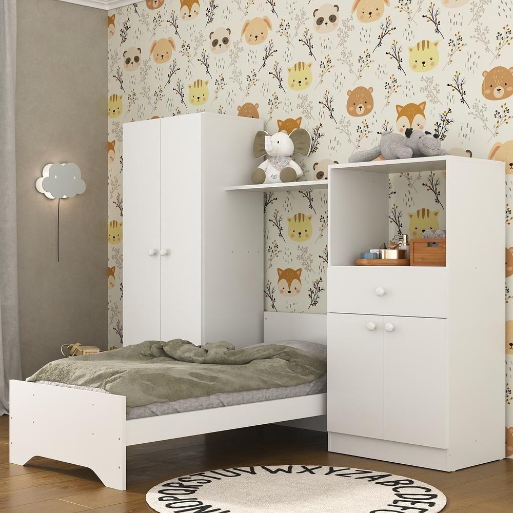 Quarto Infantil Com Berço 3 Em 1 Luíza Branco - 9