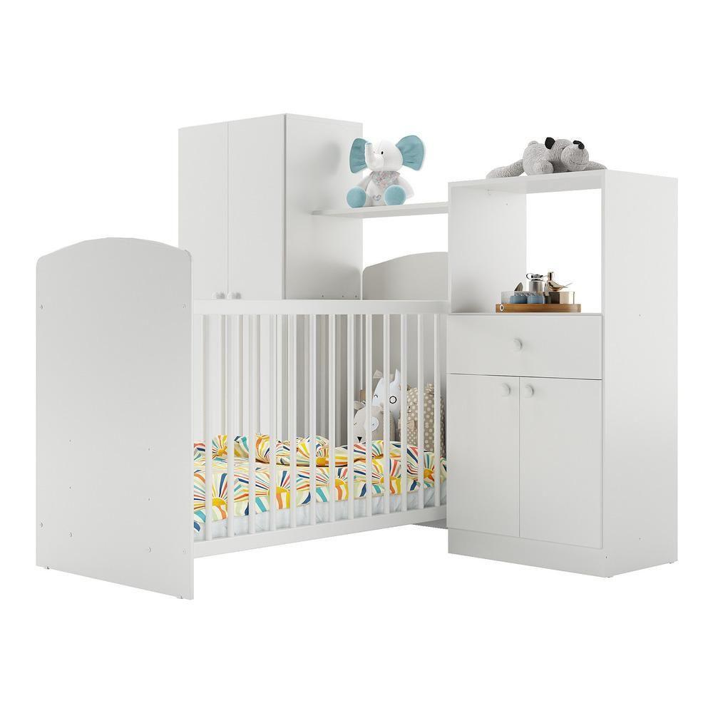 Quarto De Bebê Completo Berço/guarda-roupa/cômoda Fg2869 Branco - 8