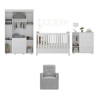 Quarto Completo Com Poltrona De Amamentação Pimpolho Mp4067 Branco/Cinza Branco/Cinza - 3
