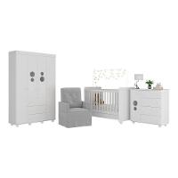 Quarto Completo Com Poltrona De Amamentação Pimpolho Mp4067 Branco/Cinza Branco/Cinza - 6