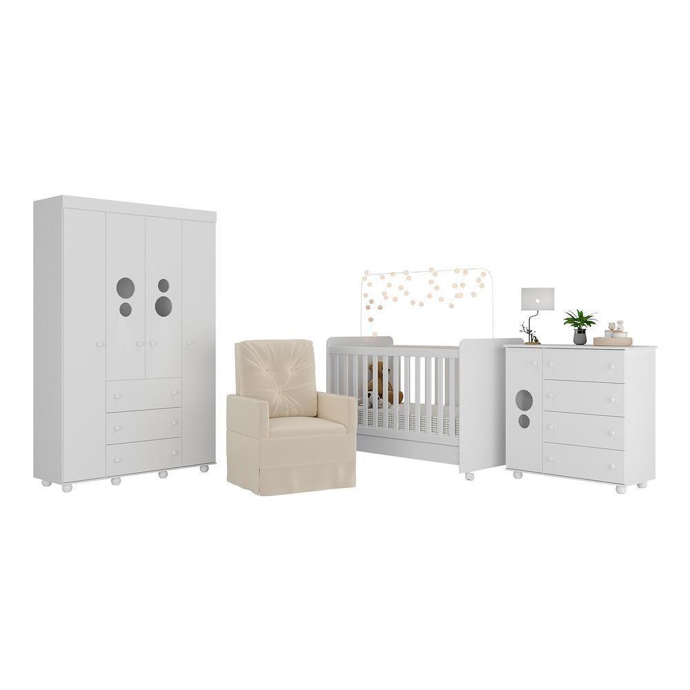 Quarto Completo Com Poltrona De Amamentação Pimpolho Mp4067 Branco/Bege Branco/Bege - 6