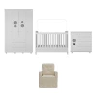 Quarto Completo Com Poltrona De Amamentação Pimpolho Mp4067 Branco/Bege Branco/Bege - 2