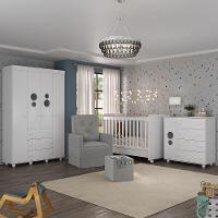 Quarto Completo Com Poltrona De Amamentação E Puff Pimpolho Mp4079 Branco/Cinza Branco/Cinza - 1