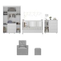 Quarto Completo Com Poltrona De Amamentação E Puff Pimpolho Mp4079 Branco/Cinza Branco/Cinza - 3
