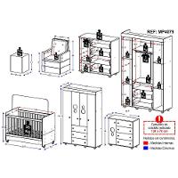 Quarto Completo Com Poltrona De Amamentação E Puff Pimpolho Mp4079 Branco/Cinza Branco/Cinza