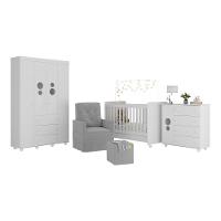 Quarto Completo Com Poltrona De Amamentação E Puff Pimpolho Mp4079 Branco/Cinza Branco/Cinza - 6