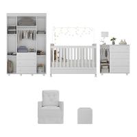Quarto Completo Com Colchão, Poltrona De Amamentação E Puff Pimpolho Mp4109 Branco Branco - 3