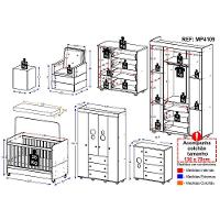 Quarto Completo Com Colchão, Poltrona De Amamentação E Puff Pimpolho Mp4109 Branco Branco
