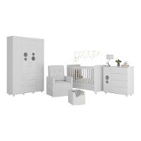 Quarto Completo Com Colchão, Poltrona De Amamentação E Puff Pimpolho Mp4109 Branco Branco - 6