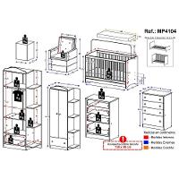 Quarto Completo Com Colchão, Poltrona Amamentação/Puff João E Maria Mp4104 Branco/Bege Branco/Bege