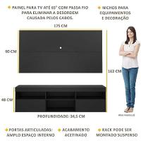 Rack Com Painel Tv 65" Suspenso Flórida Multimóveis V3299 Preto Preto - 6