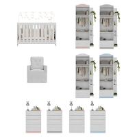 Quarto Infantil Completo Com Poltrona De Amamentação Mp4074 Branco Branco - 3
