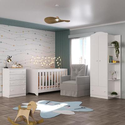 Quarto Infantil Completo Com Poltrona De Amamentação Mp4068 Branco/Cinza Branco/Cinza
