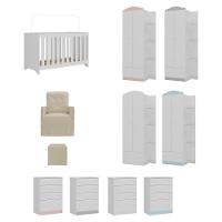 Quarto Infantil Completo Com Poltrona De Amamentação E Puff Mp4080 Branco/Bege Branco/Bege - 2