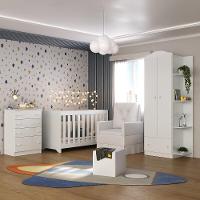 Quarto Infantil Completo Com Poltrona De Amamentação E Puff Mp4086 Branco Branco - 1
