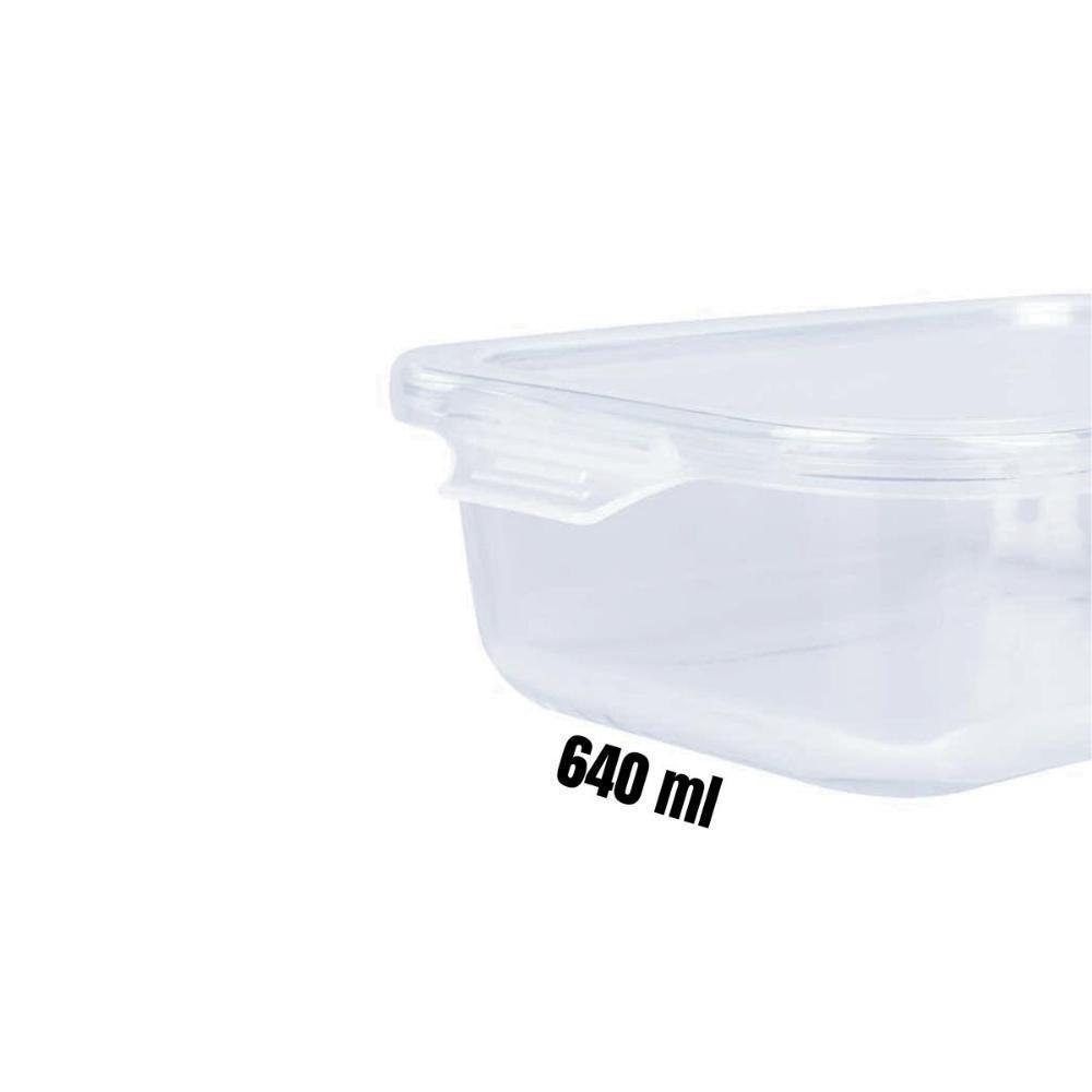 Kit 3 Potes Hermético Marmita De Vidro Retangular 640ml Mor - 4