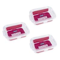 Kit 3 Potes Hermético Marmita De Vidro Retangular 640ml Mor - 1