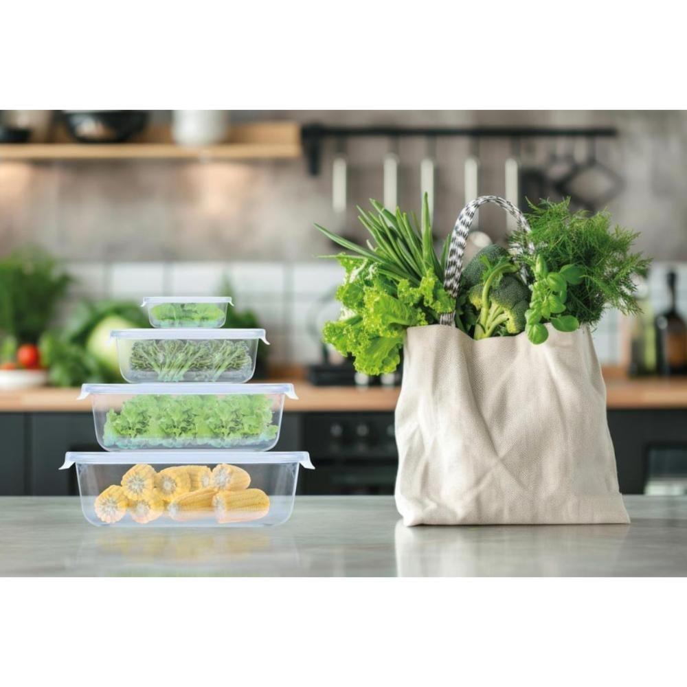 Kit 12 Potes Hermético Marmita De Vidro Retangular 640ml Mor - 7