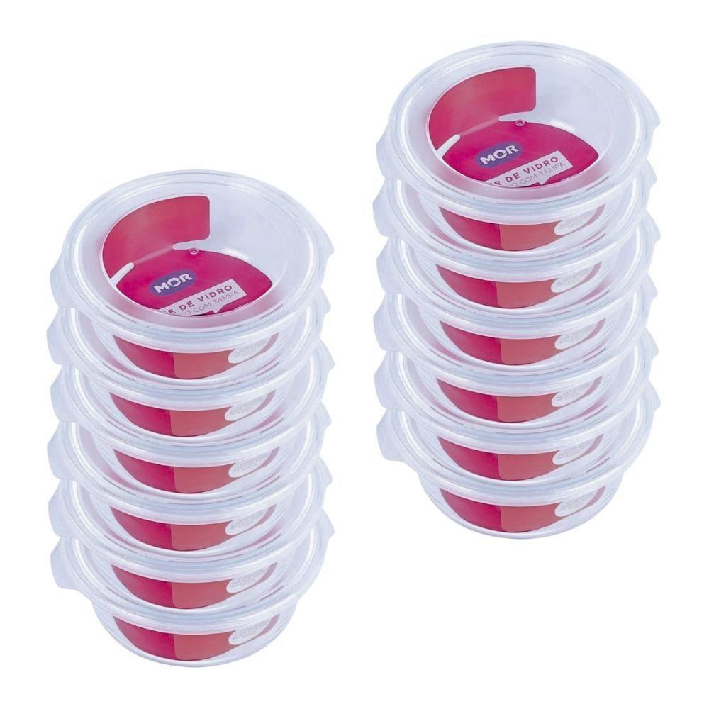 Kit 12 Potes Hermético Marmita De Vidro Redondo 620ml Mor - 1