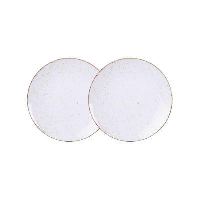 Jogo De Pratos Sobremesa Rústico 2 Peças 21 Cm Porcelana Decorada Tramontina