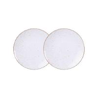 Jogo De Pratos Sobremesa Rústico 2 Peças 21 Cm Porcelana Decorada Tramontina - 1