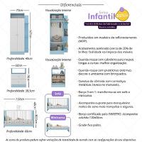 Jogo De Quarto Infantil Com Colchão Incluso Trevalla Móveis Pom Pom - Azul-branco Azul-branco