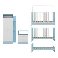 Jogo De Quarto Infantil Com Colchão Incluso Trevalla Móveis Pom Pom - Azul-branco Azul-branco - 8