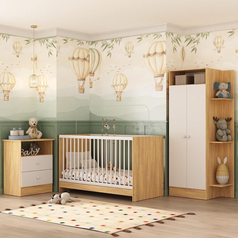 Jogo De Quarto Infantil Com Colchão Incluso Trevalla Móveis Pom Pom - Madeirado-branco Madeirado-branco - 2