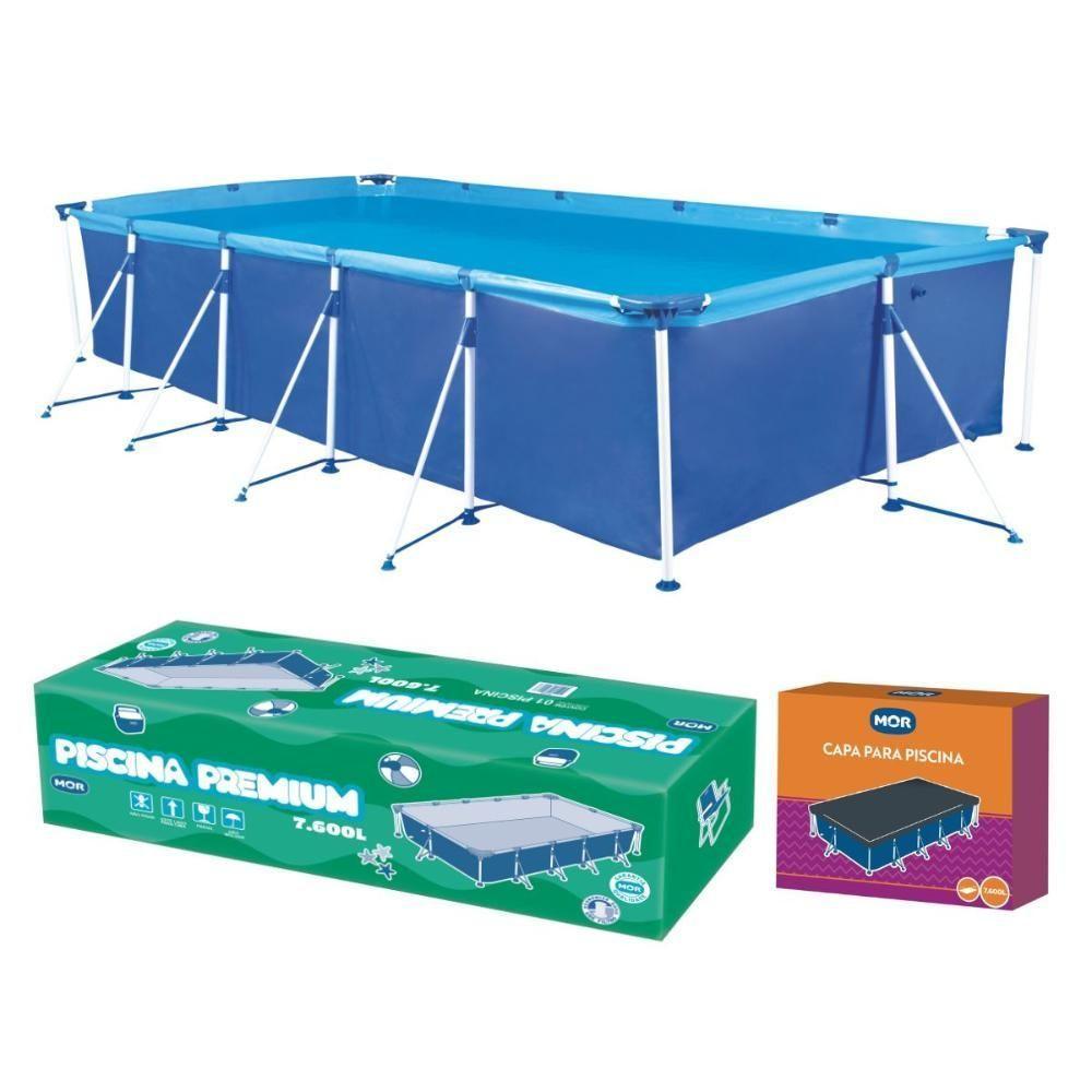 Piscina Retangular 7600 Litros Estruturada Premium Com Capa Mor - 1