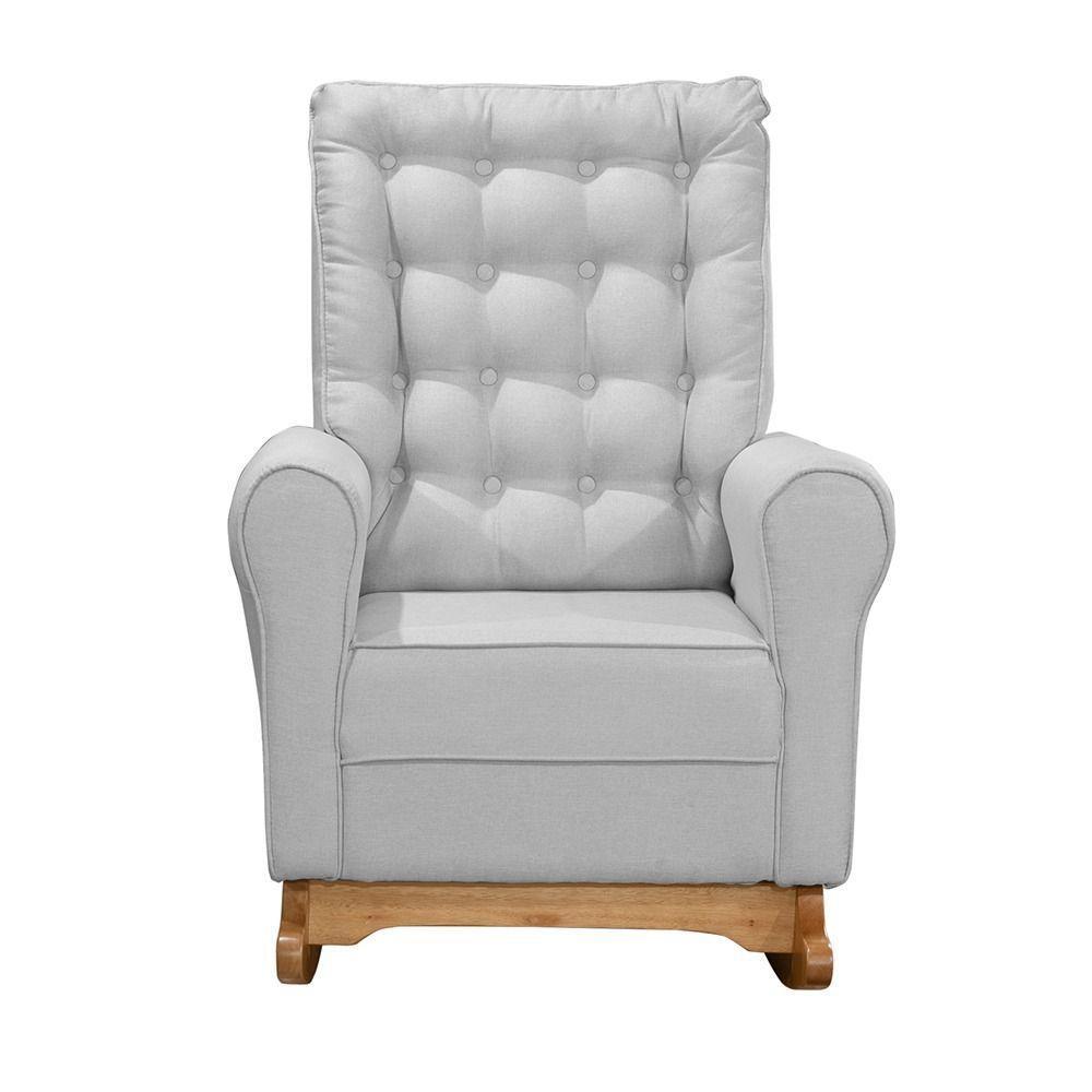 Poltrona De Amamentação Paris Balanço + Puff - Élpis Móveis Linho Cinza - 3