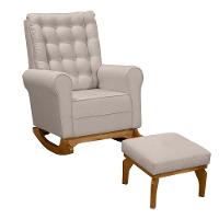 Poltrona De Amamentação Paris Balanço + Puff - Élpis Móveis Linho Cinza - 6