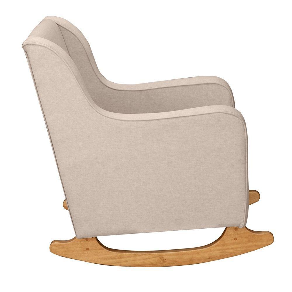 Poltrona De Amamentação Aquila Balanço + Puff - Élpis Móveis Linho Bege - 4