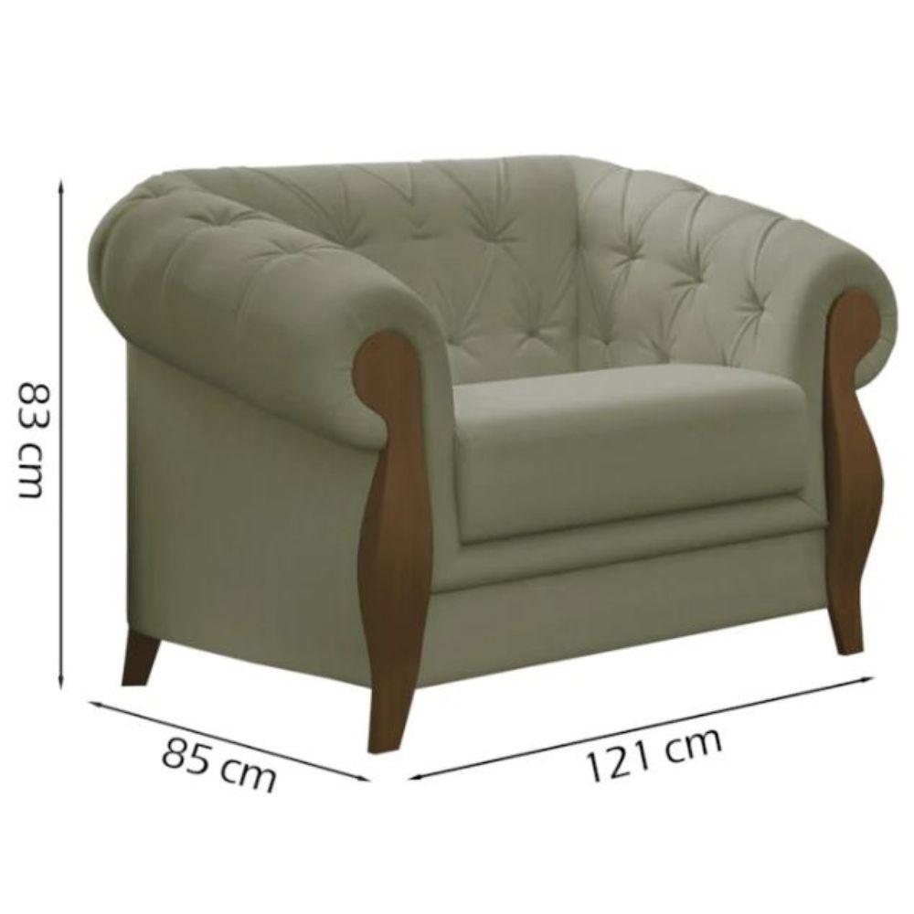 Poltrona Delacroix Com Pés Em Madeira Tingida - Élpis Móveis Cinza - 2